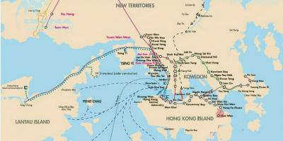 Hong Kong ferri mapa de rutes