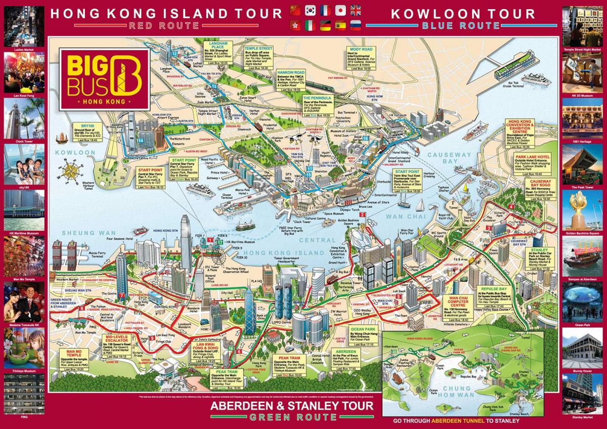 Hong Kong gran recorregut de l'autobús mapa