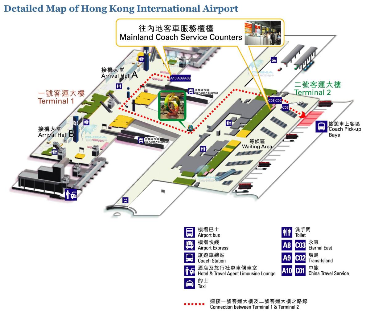Hong Kong mapa de l'aeroport terminal 1 2