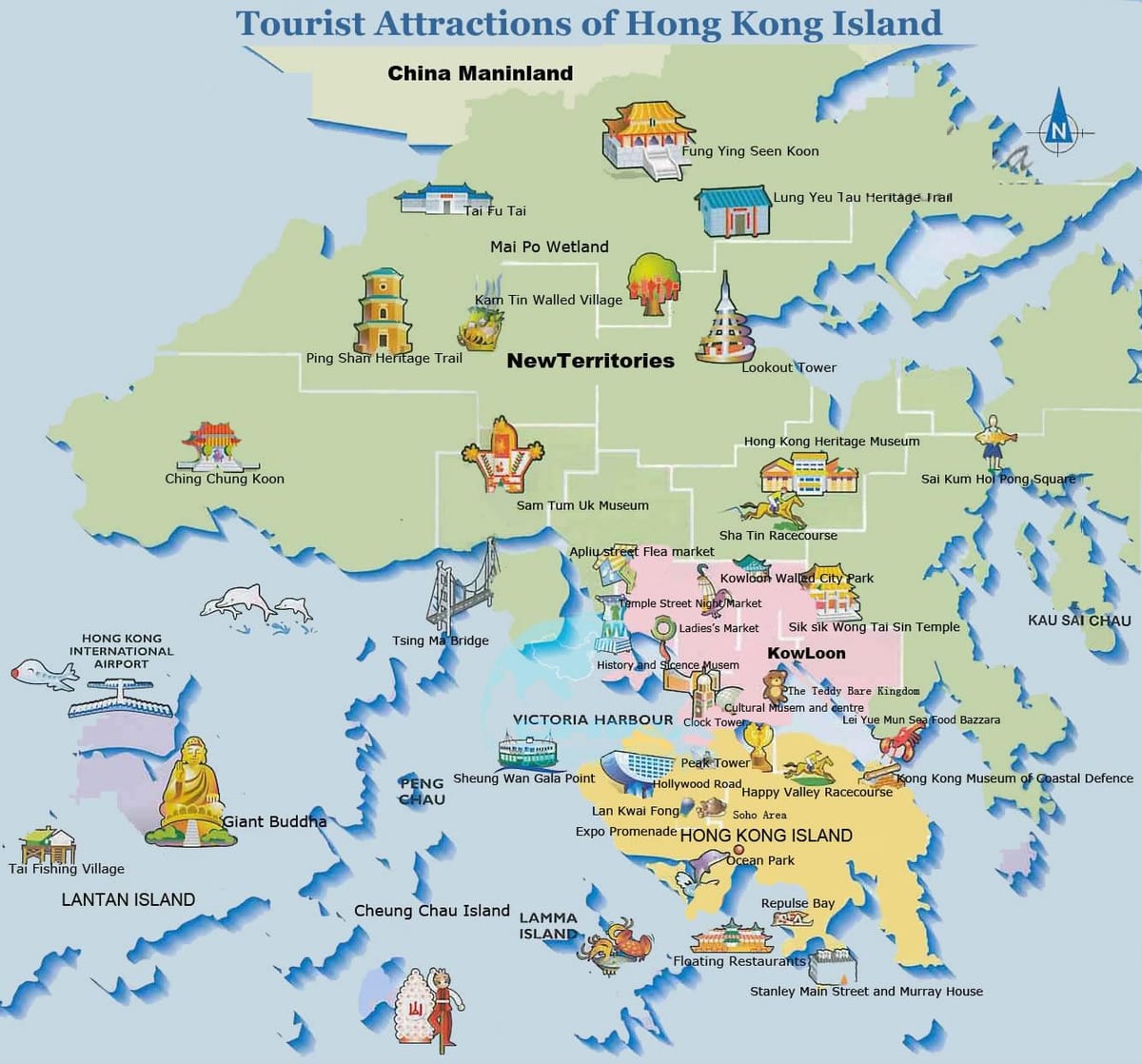 mapa turístic de Hong Kong