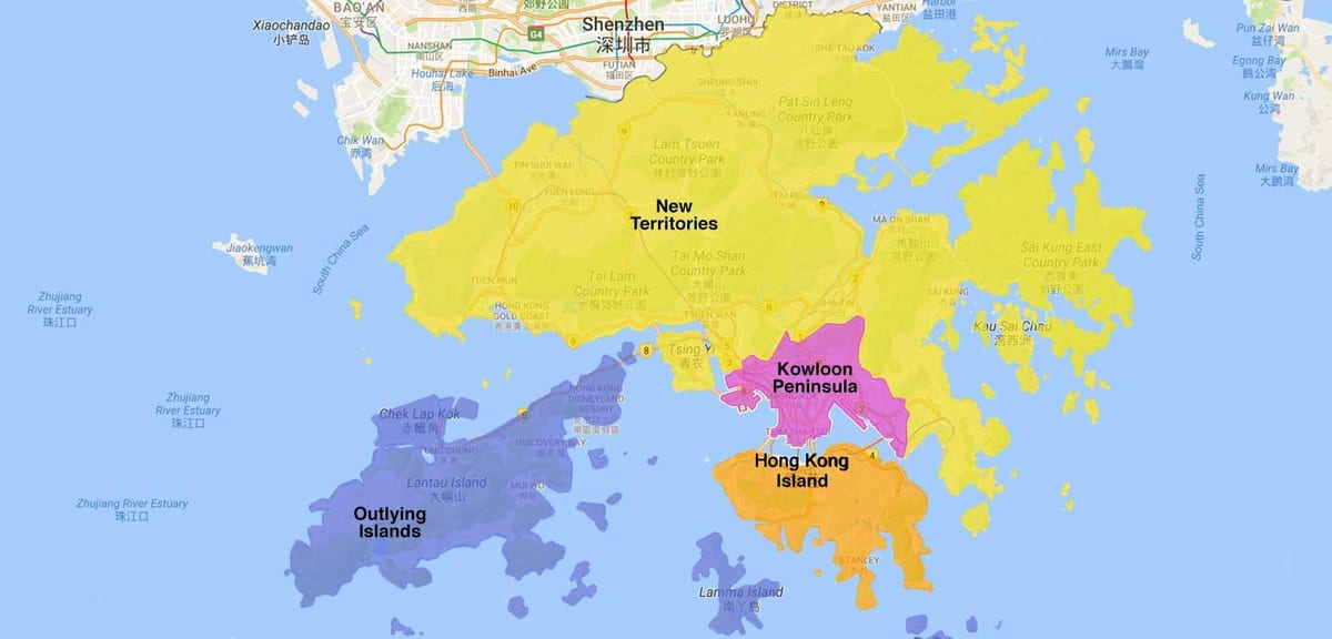 mapa de Hong Kong zona