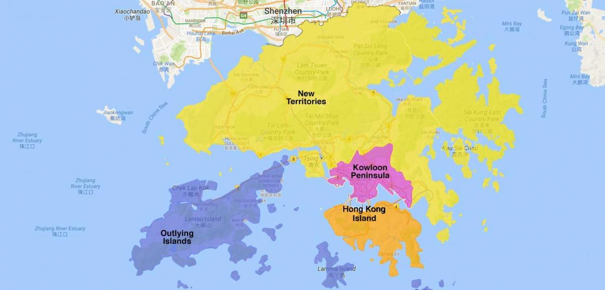 mapa de Hong Kong zona