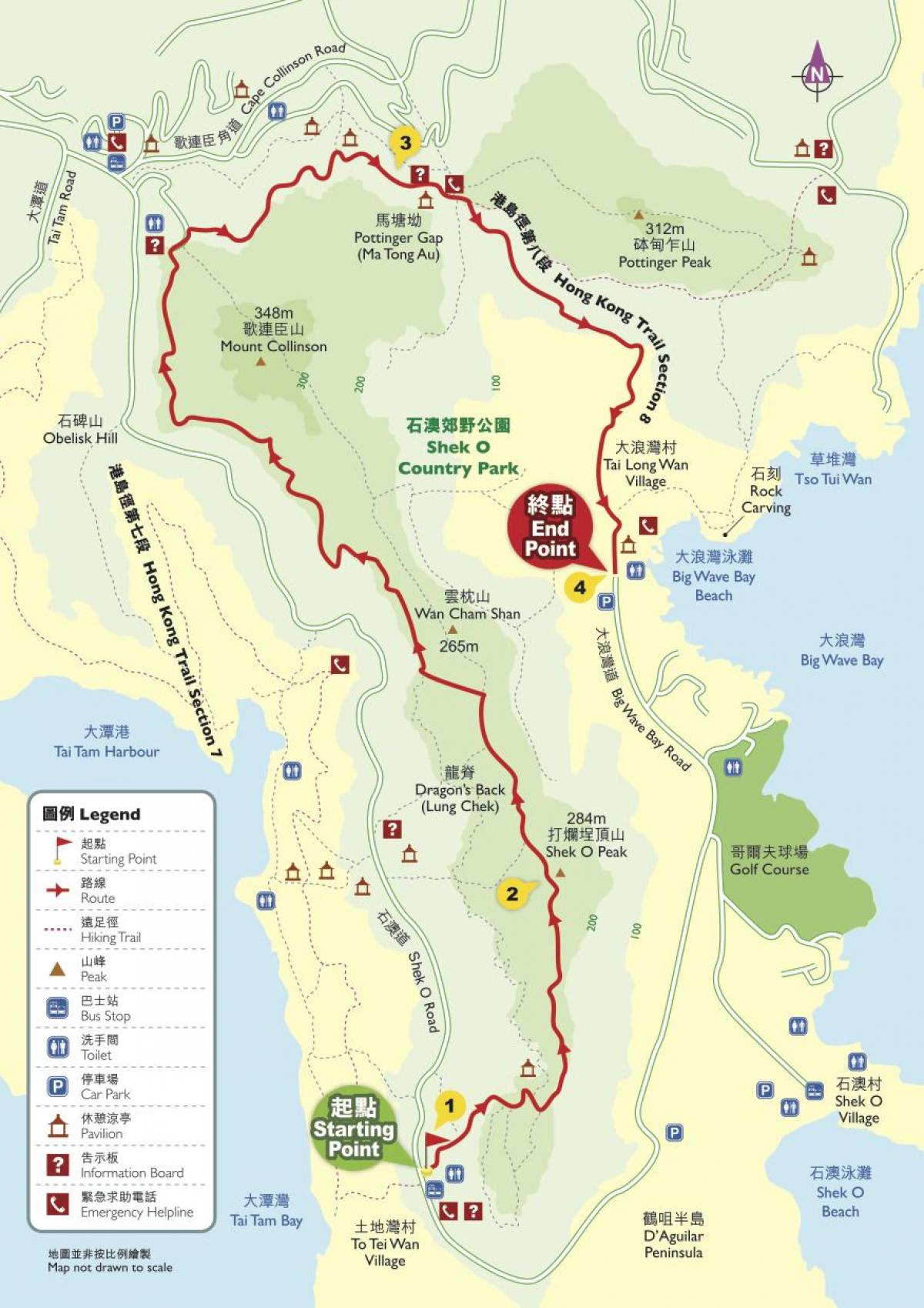 senderisme mapa de Hong Kong