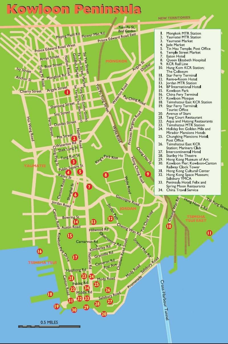 Kowloon atraccions mapa