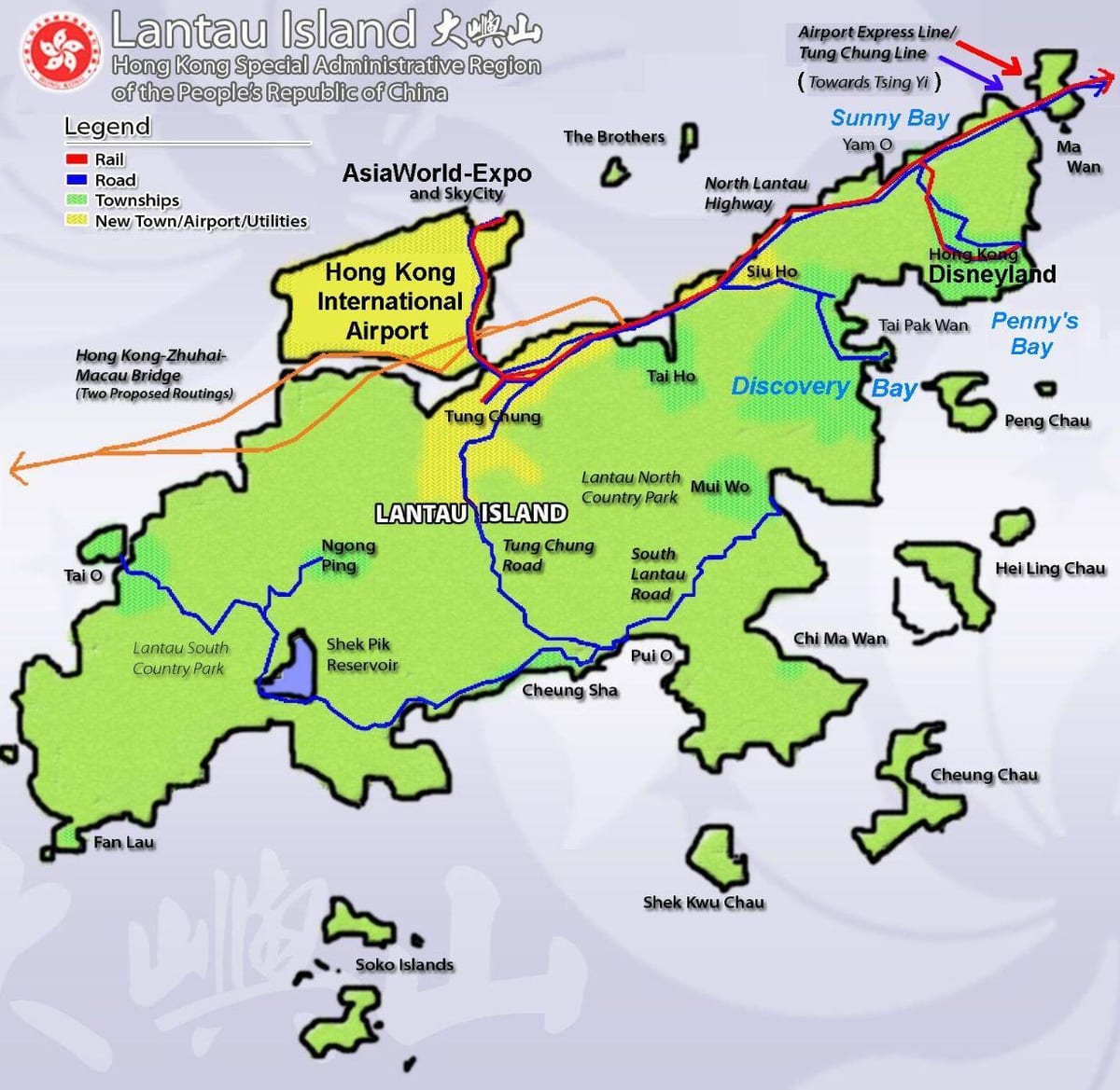 L'illa de Lantau, Hong Kong mapa