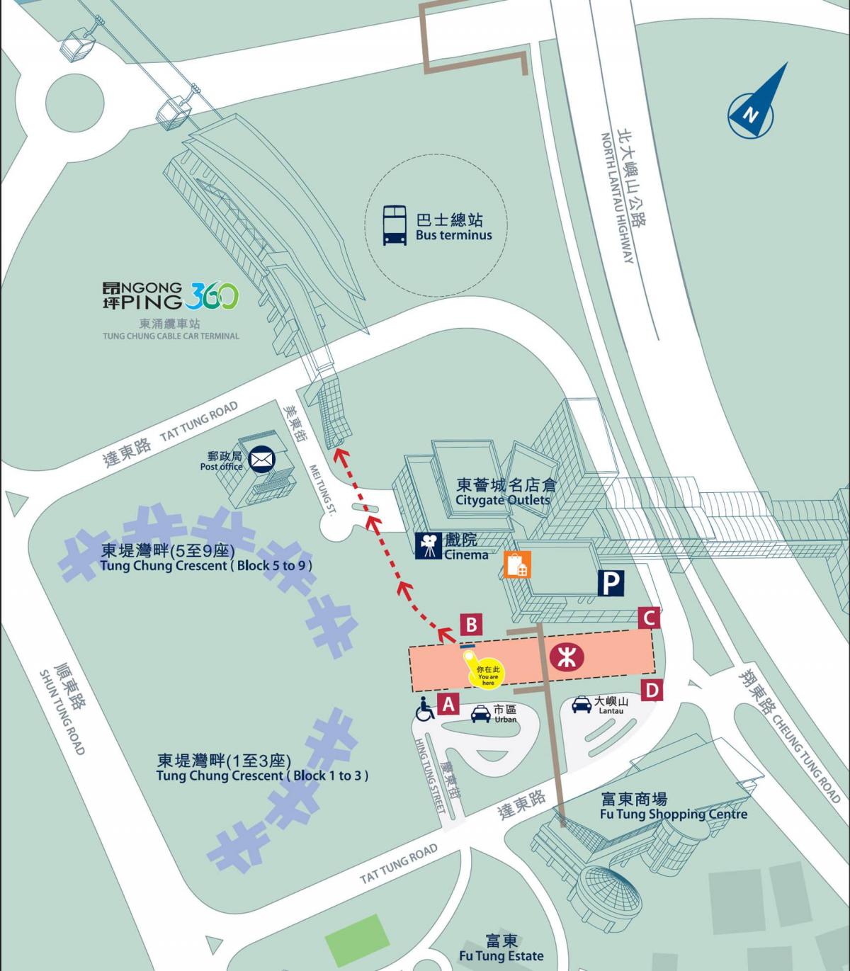 Tung Chung línia MTR mapa